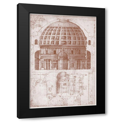 Section of the Pantheon Black Modern Wood Framed Art Print with Double Matting by Peruzzi, Baldassare