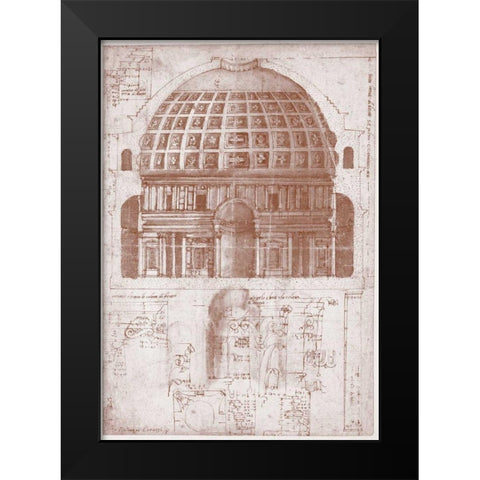 Section of the Pantheon Black Modern Wood Framed Art Print by Peruzzi, Baldassare