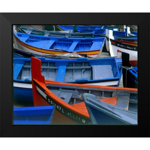 Fishing Boats, Morocco Black Modern Wood Framed Art Print by Blue, Cyril