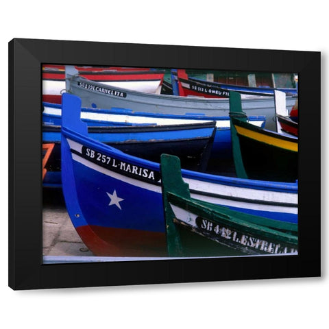 Fishing Boats, Morocco Black Modern Wood Framed Art Print by Blue, Cyril
