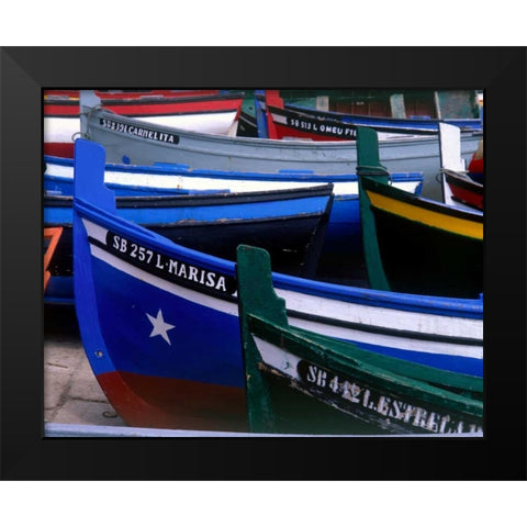 Fishing Boats, Morocco Black Modern Wood Framed Art Print by Blue, Cyril