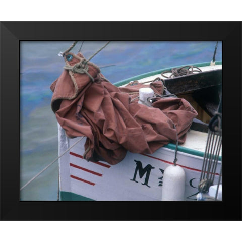 Fishing Boat, Morocco Black Modern Wood Framed Art Print by Blue, Cyril