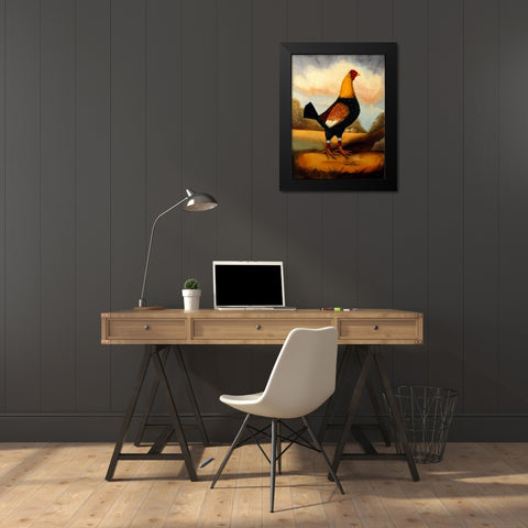 Second Fighting Cock Black Modern Wood Framed Art Print by Churchill, Alexandra