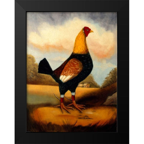 Second Fighting Cock Black Modern Wood Framed Art Print by Churchill, Alexandra