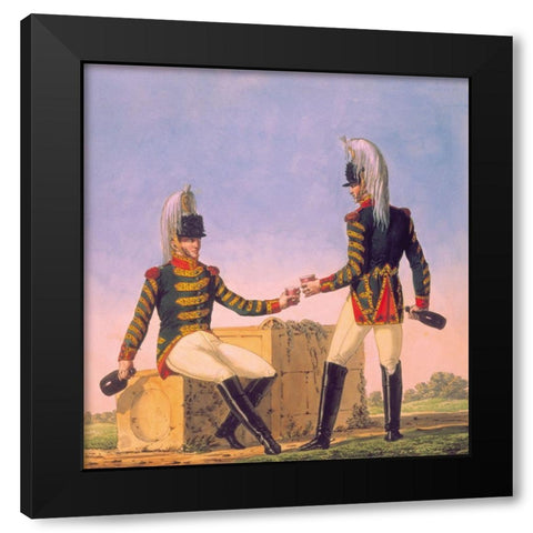 French Army, 1er Regiment de Cuirassiers Black Modern Wood Framed Art Print with Double Matting by Vernet, Carle