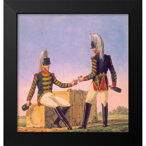 French Army, 1er Regiment de Cuirassiers Black Modern Wood Framed Art Print by Vernet, Carle