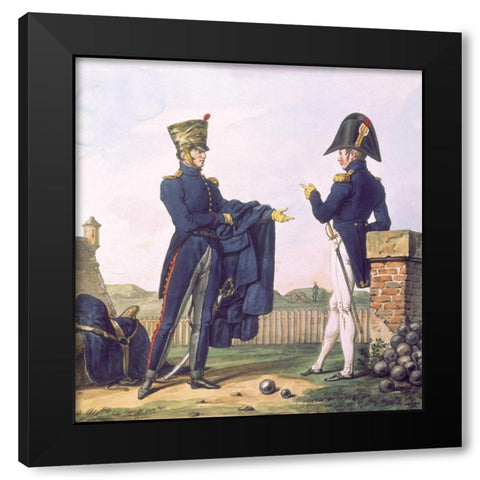 French Army, Artilleurs Black Modern Wood Framed Art Print with Double Matting by Vernet, Carle