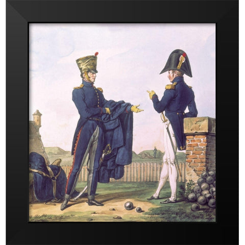 French Army, Artilleurs Black Modern Wood Framed Art Print by Vernet, Carle