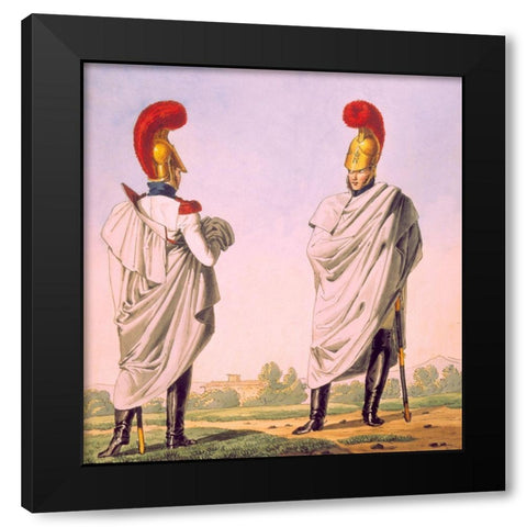 French Army, Reg de Carabiniers Black Modern Wood Framed Art Print with Double Matting by Vernet, Carle