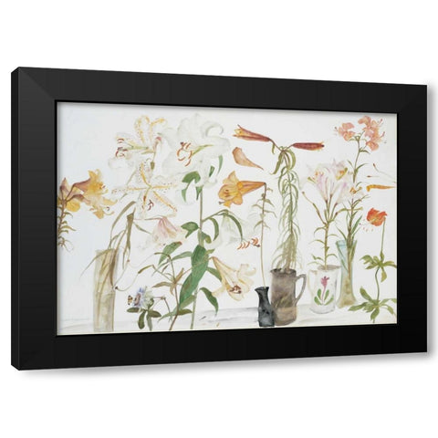 Lilies and Passion Flower Black Modern Wood Framed Art Print by Blackadder, Elizabeth