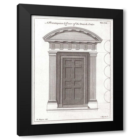Door, Doric Order Black Modern Wood Framed Art Print with Double Matting by Hoppus, Edward