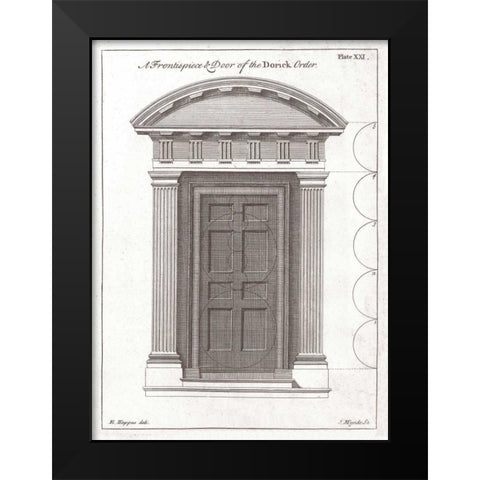Door, Doric Order Black Modern Wood Framed Art Print by Hoppus, Edward
