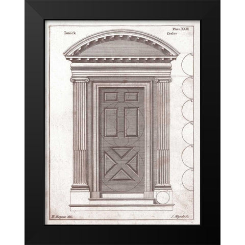 Door, Ionic Order Black Modern Wood Framed Art Print by Hoppus, Edward