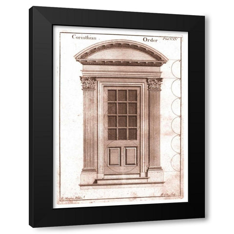 Door, Corinthian Order Black Modern Wood Framed Art Print by Hoppus, Edward