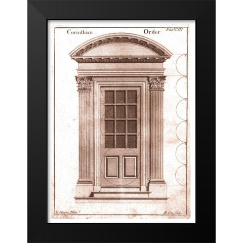 Door, Corinthian Order Black Modern Wood Framed Art Print by Hoppus, Edward