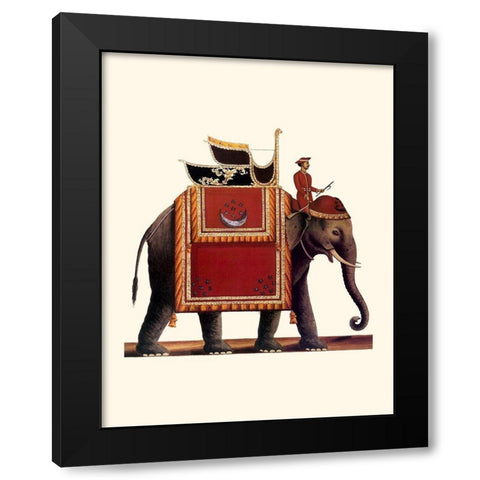 Indian Ceremonial Elephant- Red Black Modern Wood Framed Art Print by Anonymous