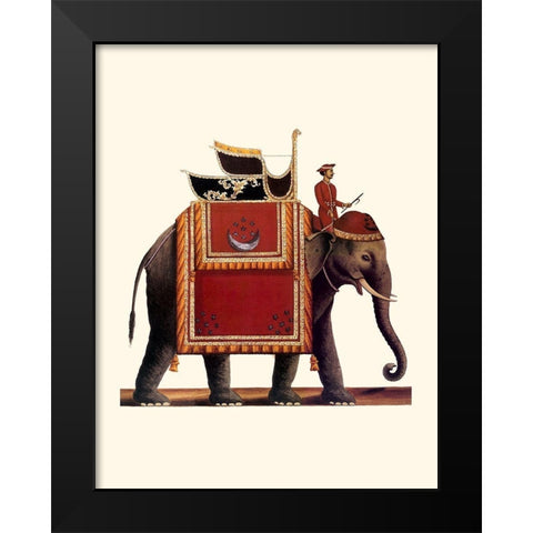 Indian Ceremonial Elephant- Red Black Modern Wood Framed Art Print by Anonymous