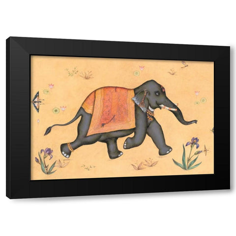 Elephant-Indian Animals Black Modern Wood Framed Art Print with Double Matting by Gynn, Fran