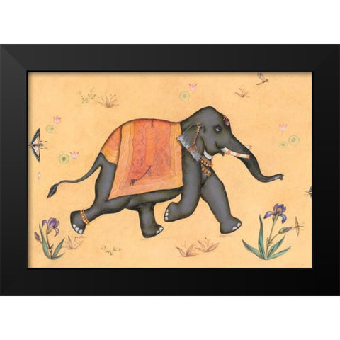 Elephant-Indian Animals Black Modern Wood Framed Art Print by Gynn, Fran
