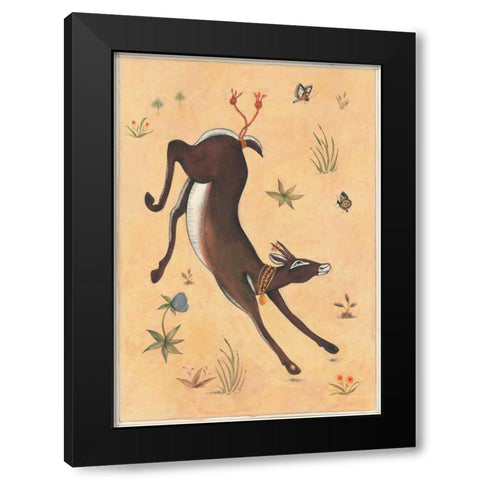 Black Deer-Doe-Indian Animals Black Modern Wood Framed Art Print by Gynn, Fran
