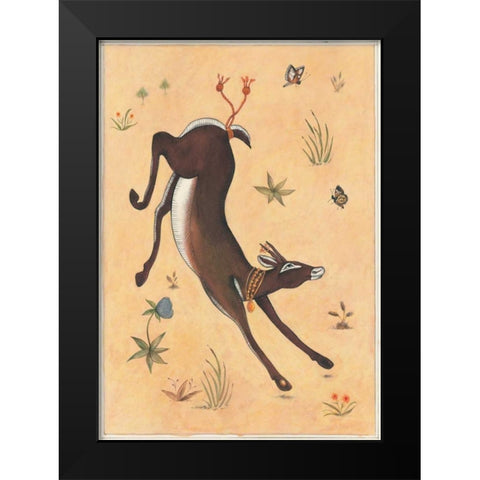 Black Deer-Doe-Indian Animals Black Modern Wood Framed Art Print by Gynn, Fran