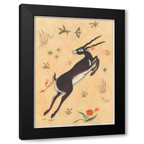 Black Deer-Buck-Indian Animals Black Modern Wood Framed Art Print by Gynn, Fran