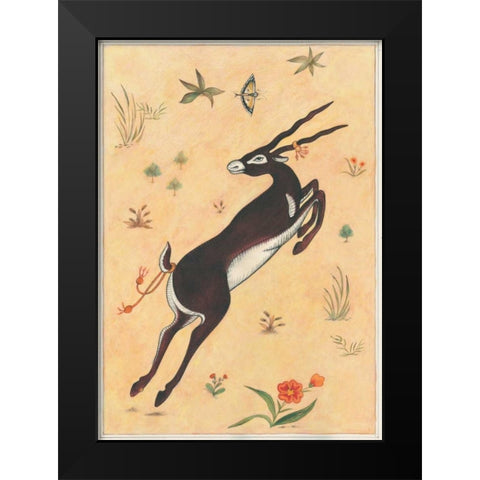 Black Deer-Buck-Indian Animals Black Modern Wood Framed Art Print by Gynn, Fran