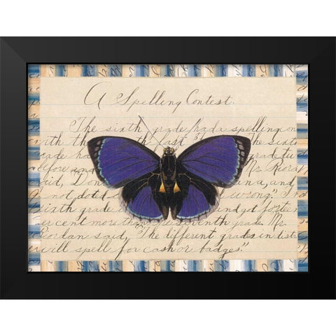 Butterfly Collage, Spelling Contest Black Modern Wood Framed Art Print by Gould-Porter, William
