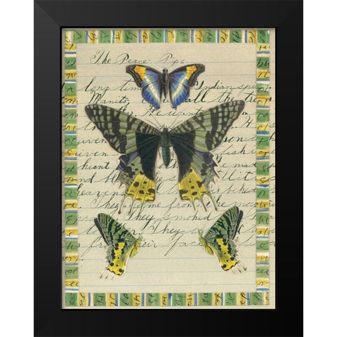 Butterfly Collage, Peace Pipe Black Modern Wood Framed Art Print by Gould-Porter, William