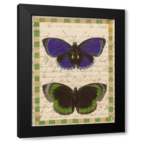 Butterfly Collage, Runaway Black Modern Wood Framed Art Print by Gould-Porter, William