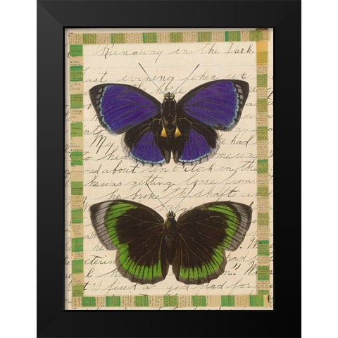 Butterfly Collage, Runaway Black Modern Wood Framed Art Print by Gould-Porter, William
