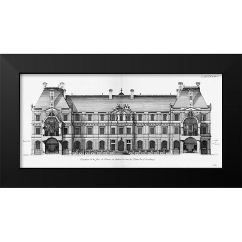 Palais du Luxembourg, Elevation- Courtyard Black Modern Wood Framed Art Print by Blondel, Jacques Francois