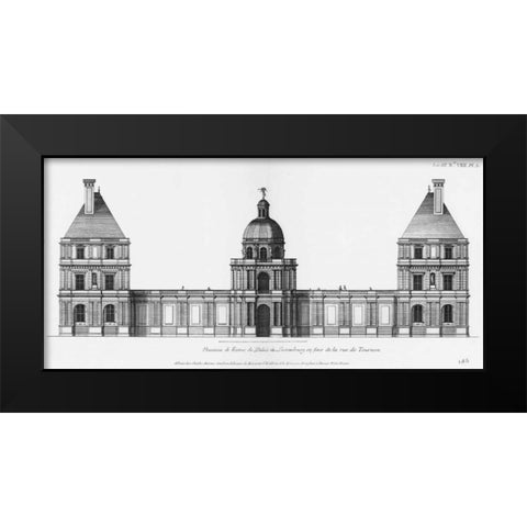 Palais du Luxembourg, Elevation- Entrance Black Modern Wood Framed Art Print by Blondel, Jacques Francois