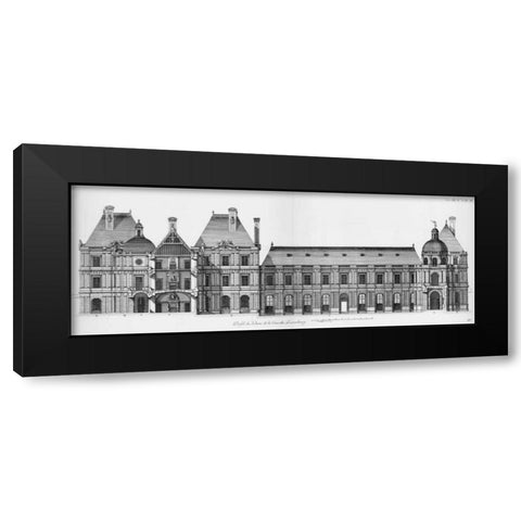 Palais du Luxembourg, Elevation and Section Black Modern Wood Framed Art Print with Double Matting by Blondel, Jacques Francois