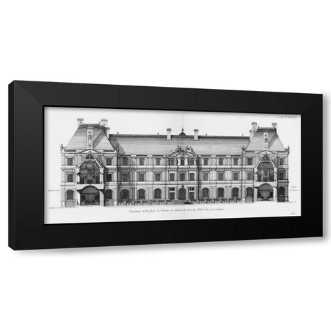 Palais du Luxembourg, Elevation- Garden Black Modern Wood Framed Art Print with Double Matting by Blondel, Jacques Francois