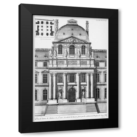 Louvre, Elevation of Entrance, South Facade Black Modern Wood Framed Art Print with Double Matting by Blondel, Jacques Francois