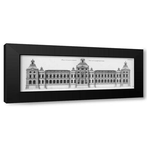 Louvre, Elevation of the Principal Facade Black Modern Wood Framed Art Print with Double Matting by Blondel, Jacques Francois