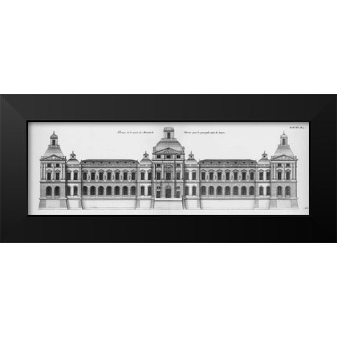 Louvre, Elevation of the Principal Facade Black Modern Wood Framed Art Print by Blondel, Jacques Francois