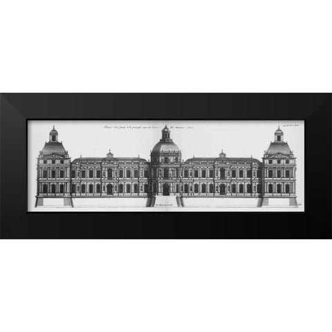 Louvre, Elevation of the Principal Facade Black Modern Wood Framed Art Print by Blondel, Jacques Francois