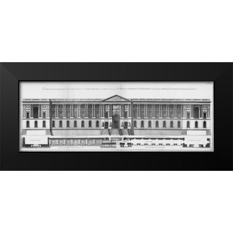 Louvre, Principal Facade Black Modern Wood Framed Art Print by Blondel, Jacques Francois