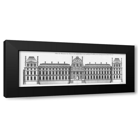 Louvre, Elevation South Facade Facing River Black Modern Wood Framed Art Print with Double Matting by Blondel, Jacques Francois