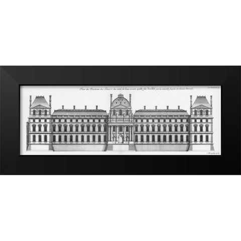 Louvre, Elevation South Facade Facing River Black Modern Wood Framed Art Print by Blondel, Jacques Francois