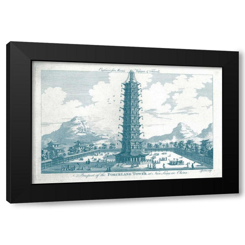Porcelain Tower in Nanking Black Modern Wood Framed Art Print with Double Matting by Moore, John