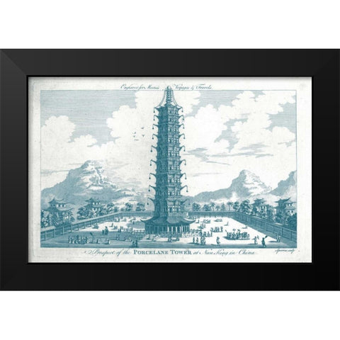 Porcelain Tower in Nanking Black Modern Wood Framed Art Print by Moore, John