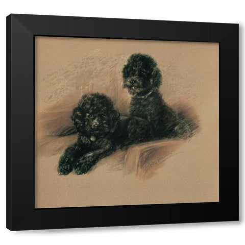 Poodles Black Modern Wood Framed Art Print with Double Matting by Dawson, Lucy