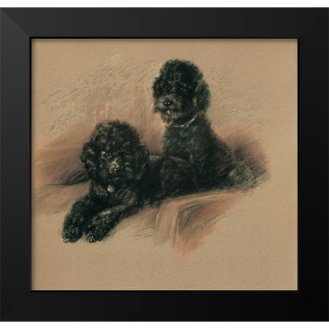 Poodles Black Modern Wood Framed Art Print by Dawson, Lucy