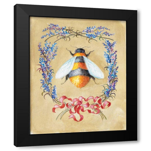 Honey Bee and Lavender Black Modern Wood Framed Art Print with Double Matting by Neil, Lucy