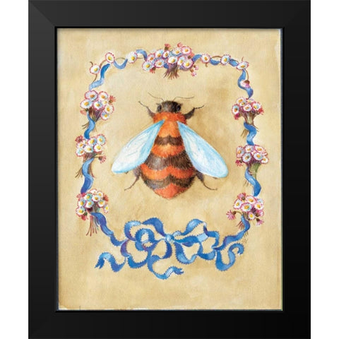 Honey Bee and Daisies Black Modern Wood Framed Art Print by Neil, Lucy