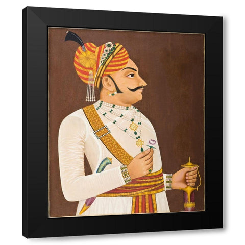 Thakur Yasanta Singhji Black Modern Wood Framed Art Print with Double Matting by Anon, Mughal c1890
