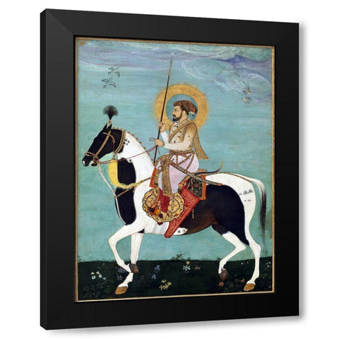 Shah Jahan Black Modern Wood Framed Art Print with Double Matting by Anon, Mughal c1690